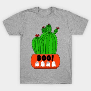 Cute Cactus Design #176: Cacti In Halloween Ghosts Pot T-Shirt